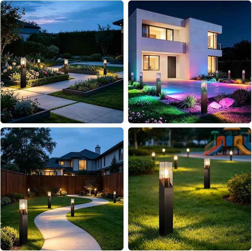 Glitzerlife Außen Wegeleuchte LED Pollerleuchte - Wegelampe E27 IP65 Wetterfest 60cm Schwarz Wegelicht Außenlampe Stehend Gartenbeleuchtung Gartenleuchte Outdoor für Garten Rasen Hof Weg MAX.40W - Homefire