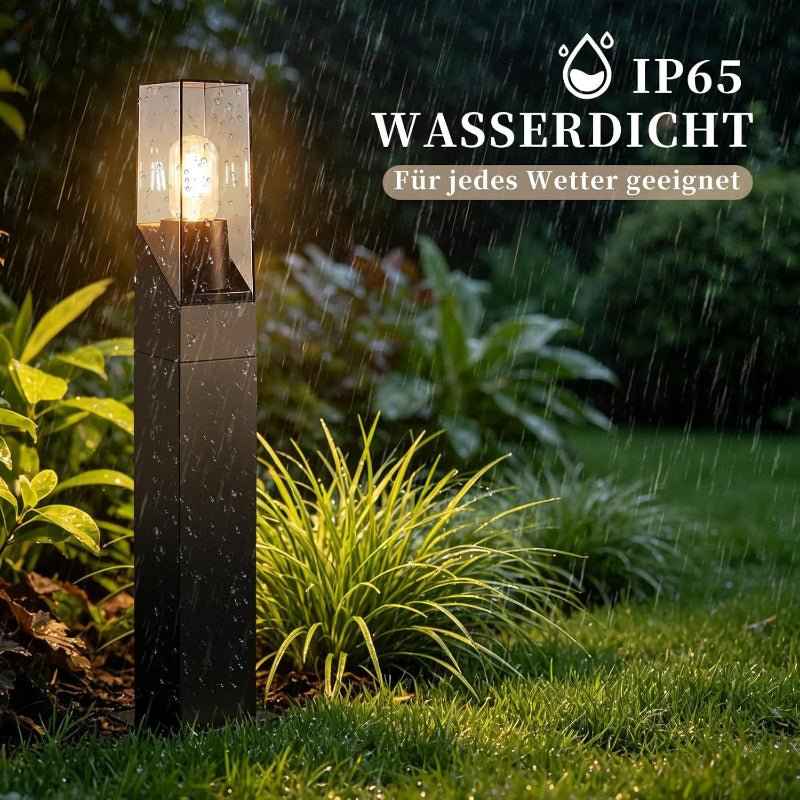 Glitzerlife Außen Wegeleuchte LED Pollerleuchte - Wegelampe E27 IP65 Wetterfest 60cm Schwarz Wegelicht Außenlampe Stehend Gartenbeleuchtung Gartenleuchte Outdoor für Garten Rasen Hof Weg MAX.40W - Homefire