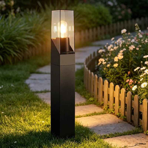 Glitzerlife Außen Wegeleuchte LED Pollerleuchte - Wegelampe E27 IP65 Wetterfest 60cm Schwarz Wegelicht Außenlampe Stehend Gartenbeleuchtung Gartenleuchte Outdoor für Garten Rasen Hof Weg MAX.40W - Homefire