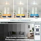 Homefire Deckenventilator mit Beleuchtung Leise Weiß - 3 Flügel Deckenlampe mit Ventilator 95cm 34W LED Licht Fernbedienung 6 Geschwindigkeiten Timer Dimmbarer Schlafzimmer Wohnzimmer DC-Motor - Homefire