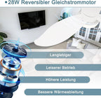 Homefire Deckenventilator mit Beleuchtung Leise Weiß - 3 Flügel Deckenlampe mit Ventilator 95cm 34W LED Licht Fernbedienung 6 Geschwindigkeiten Timer Dimmbarer Schlafzimmer Wohnzimmer DC-Motor - Homefire