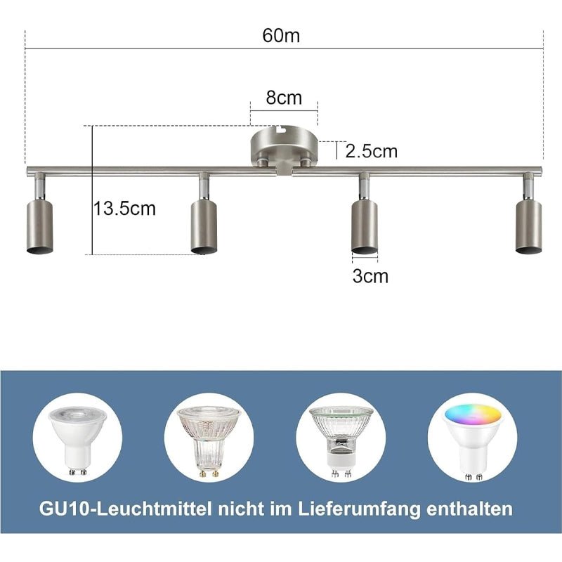 Hoemfire  LED Deckenstrahler 4 Flammig Deckenleuchte - Deckenlampe Deckenspot GU10 Küchenlampe Modern Schlafzimmerlampe innen Schwenkbar 350° für Wohnzimmer Flur Ohne Leuchtmittel - Homefire