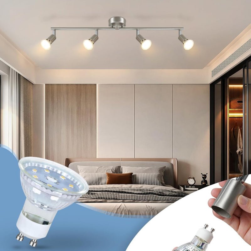 Hoemfire  LED Deckenstrahler 4 Flammig Deckenleuchte - Deckenlampe Deckenspot GU10 Küchenlampe Modern Schlafzimmerlampe innen Schwenkbar 350° für Wohnzimmer Flur Ohne Leuchtmittel - Homefire