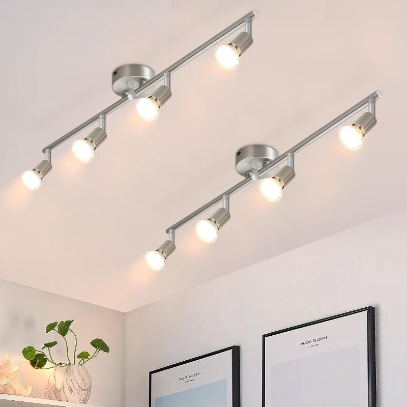 Hoemfire  LED Deckenstrahler 4 Flammig Deckenleuchte - Deckenlampe Deckenspot GU10 Küchenlampe Modern Schlafzimmerlampe innen Schwenkbar 350° für Wohnzimmer Flur Ohne Leuchtmittel - Homefire