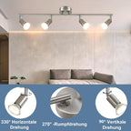 Hoemfire  LED Deckenstrahler 4 Flammig Deckenleuchte - Deckenlampe Deckenspot GU10 Küchenlampe Modern Schlafzimmerlampe innen Schwenkbar 350° für Wohnzimmer Flur Ohne Leuchtmittel - Homefire