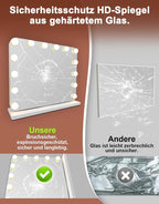 Hollywood Schminkspiegel Spiegel mit Beleuchtung - 50×40CM LED Vanity Mirror Klein Kosmetikspiegel mit Licht Tischspiegel 3 Modi Schminktischspiegel Touch Dimmbar - Homefire