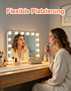 Hollywood Schminkspiegel Spiegel mit Beleuchtung - 50×40CM LED Vanity Mirror Klein Kosmetikspiegel mit Licht Tischspiegel 3 Modi Schminktischspiegel Touch Dimmbar - Homefire
