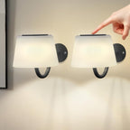 Homefire 2 Stück Akku Wandleuchte Innen: Kabellose Wandlampe Schlafzimmer Touch Dimmbar Kleine LED Nachttischlampe Modern Schwarz Ohne Strom Wohnzimmer Badezimmer Treppe Wand Lampe - Homefire