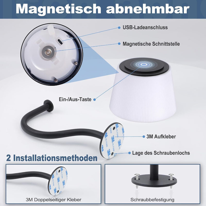 Homefire 2 Stück Akku Wandleuchte Innen: Kabellose Wandlampe Schlafzimmer Touch Dimmbar Kleine LED Nachttischlampe Modern Schwarz Ohne Strom Wohnzimmer Badezimmer Treppe Wand Lampe - Homefire