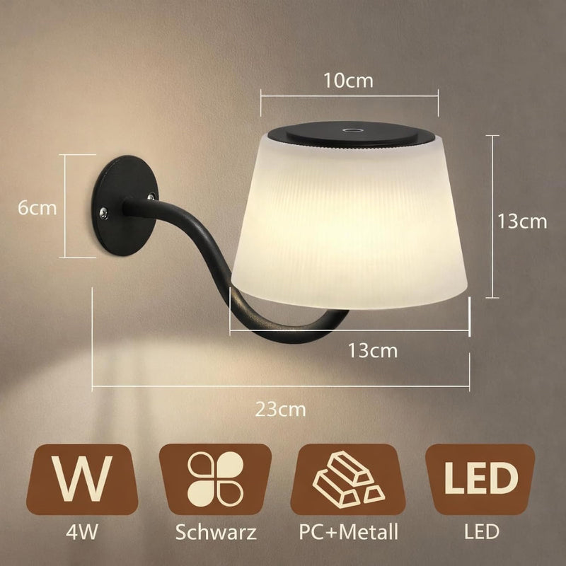 Homefire 2 Stück Akku Wandleuchte Innen: Kabellose Wandlampe Schlafzimmer Touch Dimmbar Kleine LED Nachttischlampe Modern Schwarz Ohne Strom Wohnzimmer Badezimmer Treppe Wand Lampe - Homefire
