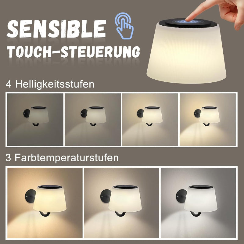 Homefire 2 Stück Akku Wandleuchte Innen: Kabellose Wandlampe Schlafzimmer Touch Dimmbar Kleine LED Nachttischlampe Modern Schwarz Ohne Strom Wohnzimmer Badezimmer Treppe Wand Lampe - Homefire