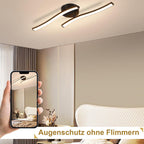 Homefire 2ER Deckenlampe Wohnzimmer LED Deckenleuchte Schlafzimmer: Modern Schlafzimmerlampe Schwarz 12W Wohnzimmerlampe 3000K Wellen Design Küchenlampe Innen Warmweiß Deckenbeleuchtung für Flur Küche [Energieklasse F] - Homefire