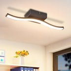 Homefire 2ER Deckenlampe Wohnzimmer LED Deckenleuchte Schlafzimmer: Modern Schlafzimmerlampe Schwarz 12W Wohnzimmerlampe 3000K Wellen Design Küchenlampe Innen Warmweiß Deckenbeleuchtung für Flur Küche [Energieklasse F] - Homefire