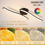 Homefire 2ER Deckenlampe Wohnzimmer LED Deckenleuchte Schlafzimmer: Modern Schlafzimmerlampe Schwarz 12W Wohnzimmerlampe 3000K Wellen Design Küchenlampe Innen Warmweiß Deckenbeleuchtung für Flur Küche [Energieklasse F] - Homefire