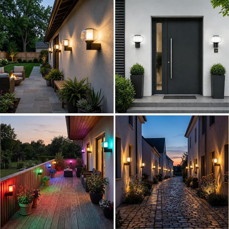 Homefire Außenwandleuchte Aussenlampe Wand E27 - Wandleuchte Wandbeleuchtung IP65 Rund Wandlampe Aussenlampe Outdoor Außenbeleuchtung Hauswand Balkon Flur Terrasse MAX.40W ohne Leuchtmittel - Homefire