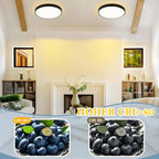 Homefire Deckenlampe LED Deckenleuchte Badezimmer - 21CM Schwarz Flurlampe Decke 12W Rund Küchenlampe IP44 Wasserfest Badlampe 3000K Warmweiß Modern Schlafzimmerlampe für Flur Küche Bad Balkon [Energieklasse F] - Homefire