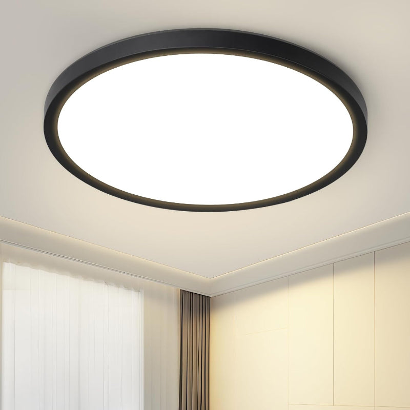 Homefire Deckenlampe LED Deckenleuchte Badezimmer - 21CM Schwarz Flurlampe Decke 12W Rund Küchenlampe IP44 Wasserfest Badlampe 3000K Warmweiß Modern Schlafzimmerlampe für Flur Küche Bad Balkon [Energieklasse F] - Homefire