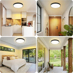Homefire Deckenlampe LED Deckenleuchte Badezimmer - 21CM Schwarz Flurlampe Decke 12W Rund Küchenlampe IP44 Wasserfest Badlampe 3000K Warmweiß Modern Schlafzimmerlampe für Flur Küche Bad Balkon [Energieklasse F] - Homefire