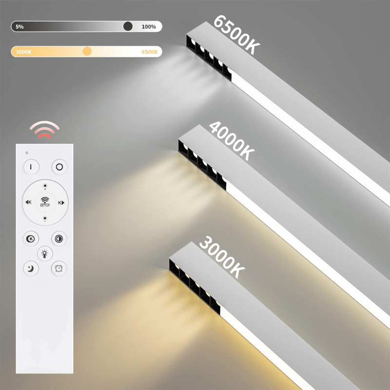 Homefire Deckenlampe LED Deckenleuchte Dimmbar - 25W Wohnzimmer Modern Design Büro Deckenbeleuchtung 80CM Lang Bürolampe Decke mit Fernbedienung Wohnzimmerlampe für Küche Flur Schlafzimmer [Energieklasse F] - Homefire