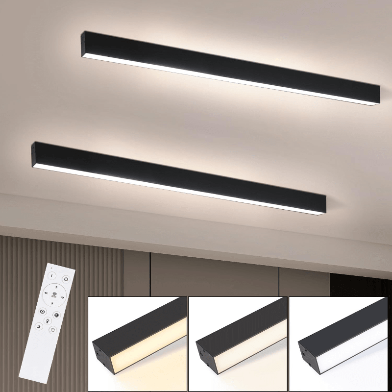 Homefire Deckenlampe LED Deckenleuchte Dimmbar - 25W Wohnzimmer Modern Design Büro Deckenbeleuchtung 80CM Lang Bürolampe Decke mit Fernbedienung Wohnzimmerlampe für Küche Flur Schlafzimmer [Energieklasse F] - Homefire
