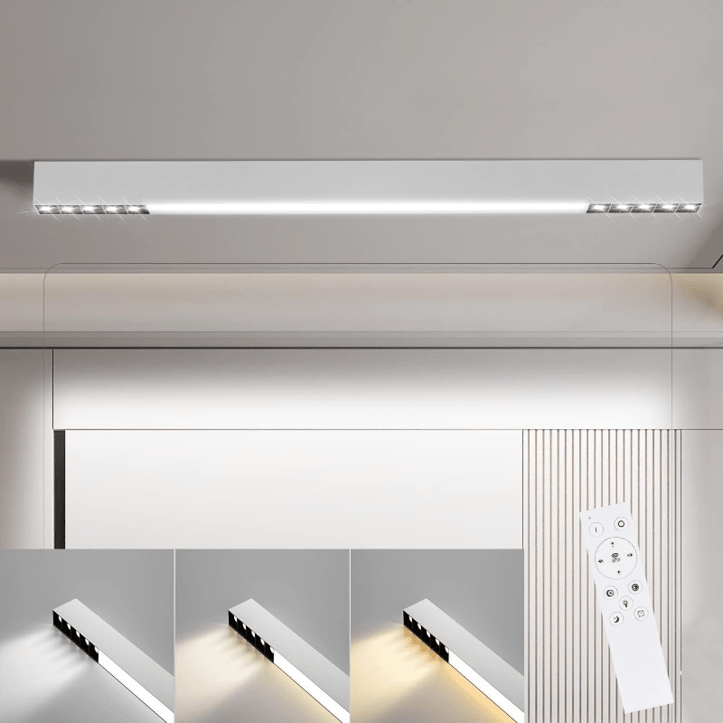 Homefire Deckenlampe LED Deckenleuchte Dimmbar - 25W Wohnzimmer Modern Design Büro Deckenbeleuchtung 80CM Lang Bürolampe Decke mit Fernbedienung Wohnzimmerlampe für Küche Flur Schlafzimmer [Energieklasse F] - Homefire