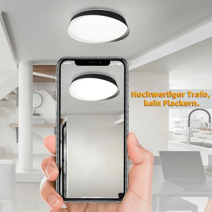 Homefire Deckenlampe LED Deckenleuchte Dimmbar Schlafzimmer - Rund 36W Schlafzimmerlampe Schwarz Modern Design Wohnzimmerlampe mit Fernbedienung für Wohnzimmer Küche Flur Treppenhaus Esszimmer [Energieklasse G] - Homefire
