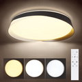 Homefire Deckenlampe LED Deckenleuchte Dimmbar Schlafzimmer - Rund 36W Schlafzimmerlampe Schwarz Modern Design Wohnzimmerlampe mit Fernbedienung für Wohnzimmer Küche Flur Treppenhaus Esszimmer [Energieklasse G] - Homefire