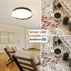 Homefire Deckenlampe LED Deckenleuchte Dimmbar Schlafzimmer - Rund 36W Schlafzimmerlampe Schwarz Modern Design Wohnzimmerlampe mit Fernbedienung für Wohnzimmer Küche Flur Treppenhaus Esszimmer [Energieklasse G] - Homefire