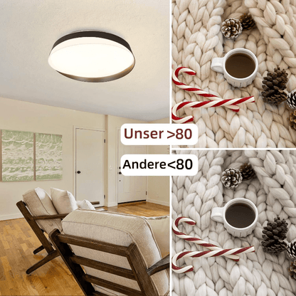 Homefire Deckenlampe LED Deckenleuchte Dimmbar Schlafzimmer - Rund 36W Schlafzimmerlampe Schwarz Modern Design Wohnzimmerlampe mit Fernbedienung für Wohnzimmer Küche Flur Treppenhaus Esszimmer [Energieklasse G] - Homefire