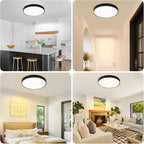 Homefire Deckenlampe LED Deckenleuchte Flach - 37CM Schwarz Dimmbar mit Fernbedienung Schlafzimmerlampe 36W Rund Flurlampe Decke IP44 Wasserfest Badlampe 3000K-6500K Wohnzimmerlampe für Flur Küche Bad [Energieklasse G] - Homefire