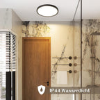 Homefire Deckenlampe LED Deckenleuchte Flach - Rund Badezimmerlampe 18CM IP44 Wasserdicht Badlampe Küchenlampe Decke Schwarz Flurlampe 15W Augenschutz 3000K/4000K/6500K für Bad Küche Flur - Homefire