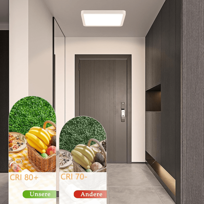 Homefire Deckenlampe LED Deckenleuchte Flach - Schlafzimmerlampe Warmweiß Küchenlampe Eckig 23cm Schlafzimmer Badezimmer Deckenbeleuchtung Badezimmerlampe IP44 Badlampe 23W Flurlampe für Küche Flur Bad [Energieklasse E] - Homefire
