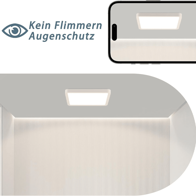 Homefire Deckenlampe LED Deckenleuchte Flach - Schlafzimmerlampe Warmweiß Küchenlampe Eckig 23cm Schlafzimmer Badezimmer Deckenbeleuchtung Badezimmerlampe IP44 Badlampe 23W Flurlampe für Küche Flur Bad [Energieklasse E] - Homefire