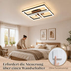 Homefire Deckenlampe LED Deckenleuchte Flur - 21W Küchenlampe Schwarz Modern Design 37CM Flurlampe 3000K Warmweiß Eckig Küche Schlafzimmerlampe in Holzoptik Wohnzimmerlampe für Wohnzimmer Schlafzimmer - Homefire