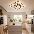 Homefire Deckenlampe LED Deckenleuchte Flur - 21W Küchenlampe Schwarz Modern Design 37CM Flurlampe 3000K Warmweiß Eckig Küche Schlafzimmerlampe in Holzoptik Wohnzimmerlampe für Wohnzimmer Schlafzimmer - Homefire