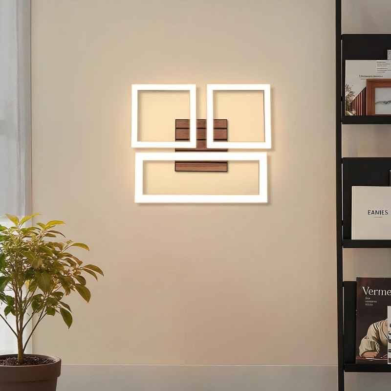 Homefire Deckenlampe LED Deckenleuchte Flur - 21W Küchenlampe Schwarz Modern Design 37CM Flurlampe 3000K Warmweiß Eckig Küche Schlafzimmerlampe in Holzoptik Wohnzimmerlampe für Wohnzimmer Schlafzimmer - Homefire