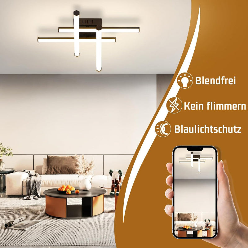 Homefire Deckenlampe LED Deckenleuchte Flurlampe - 24W Schwarz Schlafzimmerlampe 3000K Warmweiß Deckenlampen Innen Modern Design Küchenlampe für Küche Schlafzimmer Treppenhaus Wohnzimmer Büro [Energieklasse F] - Homefire