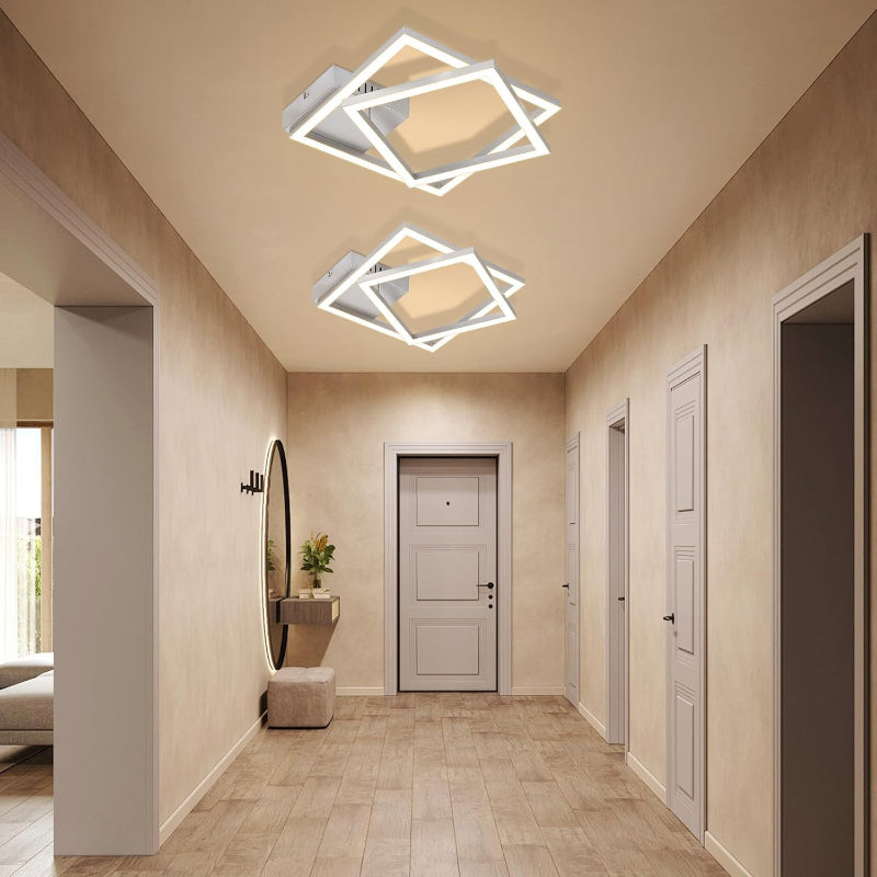 Homefire Deckenlampe LED Deckenleuchte Küche - 20W Küchenlame 3000K Warmweiß Schlafzimmerlampe Silber Drehbar Modern Design Flurlampe Eckig Deckenleuchten für Schlafzimmer Flur Esszimmer - Homefire