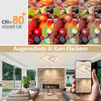 Homefire Deckenlampe LED Deckenleuchte Küche - 20W Küchenlame 3000K Warmweiß Schlafzimmerlampe Silber Drehbar Modern Design Flurlampe Eckig Deckenleuchten für Schlafzimmer Flur Esszimmer - Homefire
