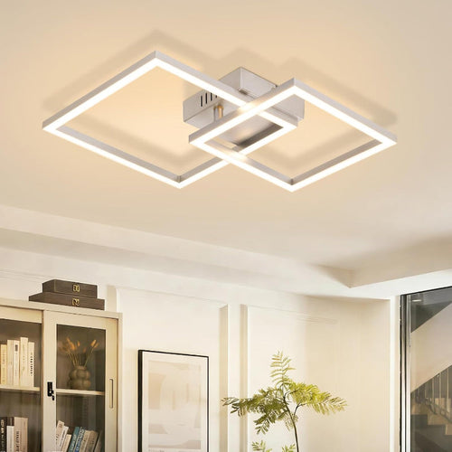 Homefire Deckenlampe LED Deckenleuchte Küche - 20W Küchenlame 3000K Warmweiß Schlafzimmerlampe Silber Drehbar Modern Design Flurlampe Eckig Deckenleuchten für Schlafzimmer Flur Esszimmer - Homefire