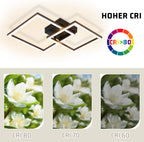 Homefire Deckenlampe LED Deckenleuchte Küche - 20W Schlafzimmerlampe Warmweiß 3000K Küchenlampe Drehbare Modern Design Schwarz Flurlampe Eckig Deckenbeleuchtung für Schlafzimmer Wohnzimmer Büro - Homefire