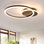 Homefire Deckenlampe LED Deckenleuchte Küche - 24W Küchenlampe Schwarz Modern 2-Ringe Design Flurlampe 3000K Warmweiß Schlafzimmer Metall Deckenleuchten für Büro Esszimmer Wohnzimmer [Energieklasse F] - Homefire
