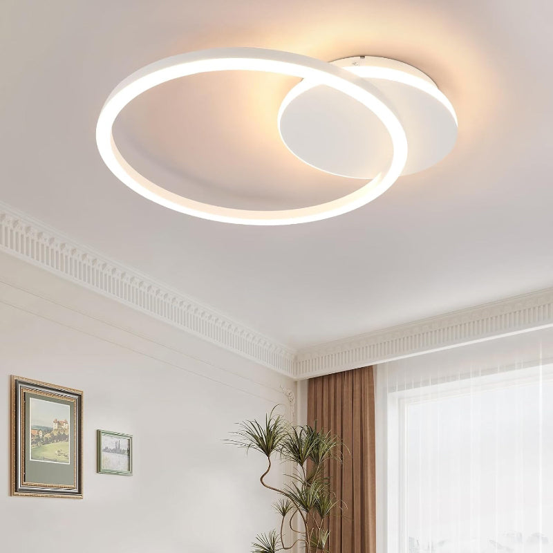 Homefire Deckenlampe LED Deckenleuchte Küche - 24W Küchenlampe Schwarz Modern 2-Ringe Design Flurlampe 3000K Warmweiß Schlafzimmer Metall Deckenleuchten für Büro Esszimmer Wohnzimmer [Energieklasse F] - Homefire