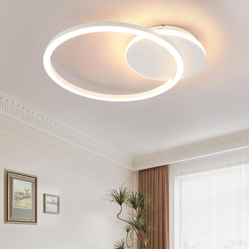 Homefire Deckenlampe LED Deckenleuchte Küche - 24W Küchenlampe Schwarz Modern 2-Ringe Design Flurlampe 3000K Warmweiß Schlafzimmer Metall Deckenleuchten für Büro Esszimmer Wohnzimmer [Energieklasse F] - Homefire