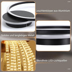 Homefire Deckenlampe LED Deckenleuchte Küche - 24W Küchenlampe Schwarz Modern 2-Ringe Design Flurlampe 3000K Warmweiß Schlafzimmer Metall Deckenleuchten für Büro Esszimmer Wohnzimmer [Energieklasse F] - Homefire
