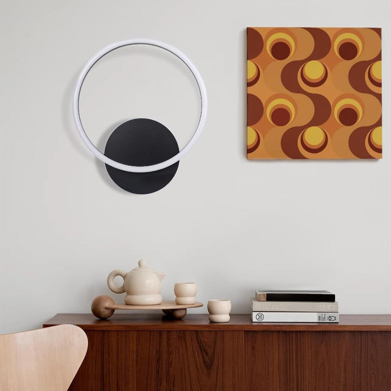 Homefire Deckenlampe LED Deckenleuchte Küche - 24W Küchenlampe Schwarz Modern 2-Ringe Design Flurlampe 3000K Warmweiß Schlafzimmer Metall Deckenleuchten für Büro Esszimmer Wohnzimmer [Energieklasse F] - Homefire