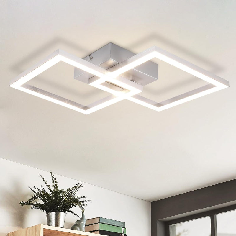 Homefire Deckenlampe LED Deckenleuchte Küche: 24W Küchenlampe Schwarz Wohnzimmerlampe Modern Design Flurlampe Warmweiß Flur Schlafzimmerlampe Eckig Deckenbeleuchtung für Wohnzimmer Schlafzimmer - Homefire