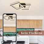 Homefire Deckenlampe LED Deckenleuchte Küche: 24W Küchenlampe Schwarz Wohnzimmerlampe Modern Design Flurlampe Warmweiß Flur Schlafzimmerlampe Eckig Deckenbeleuchtung für Wohnzimmer Schlafzimmer - Homefire