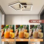 Homefire Deckenlampe LED Deckenleuchte Küche: 24W Küchenlampe Schwarz Wohnzimmerlampe Modern Design Flurlampe Warmweiß Flur Schlafzimmerlampe Eckig Deckenbeleuchtung für Wohnzimmer Schlafzimmer - Homefire