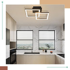 Homefire Deckenlampe LED Deckenleuchte Küche: 24W Küchenlampe Schwarz Wohnzimmerlampe Modern Design Flurlampe Warmweiß Flur Schlafzimmerlampe Eckig Deckenbeleuchtung für Wohnzimmer Schlafzimmer - Homefire